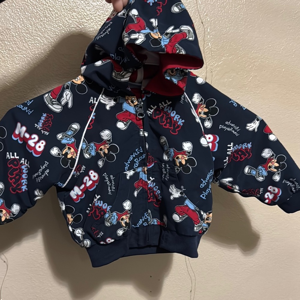 Vintage Disney Kids Mickey Mouse Advanced Playground Hoodie - Navy Blue